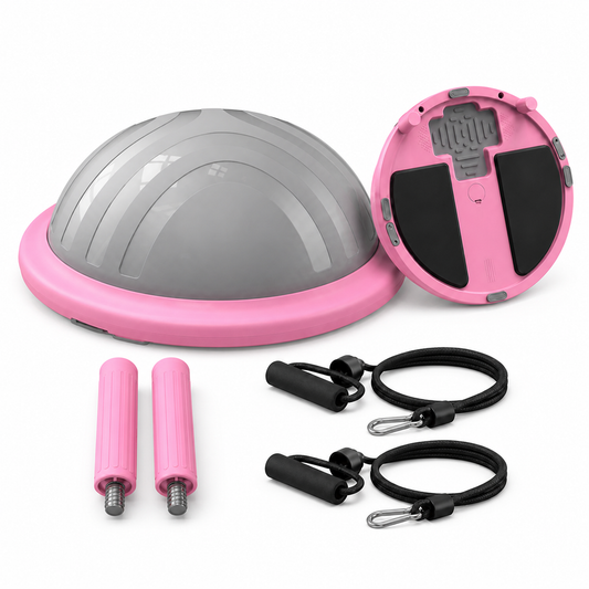 Balance trainer in pink and gray with included accessories