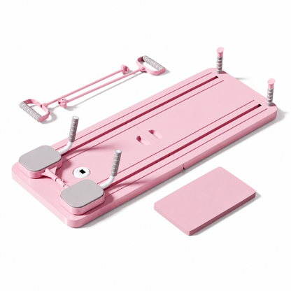 Pilates core board in pink with included accessories