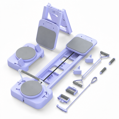 Home Pilates Reformer in lavender with included accessories