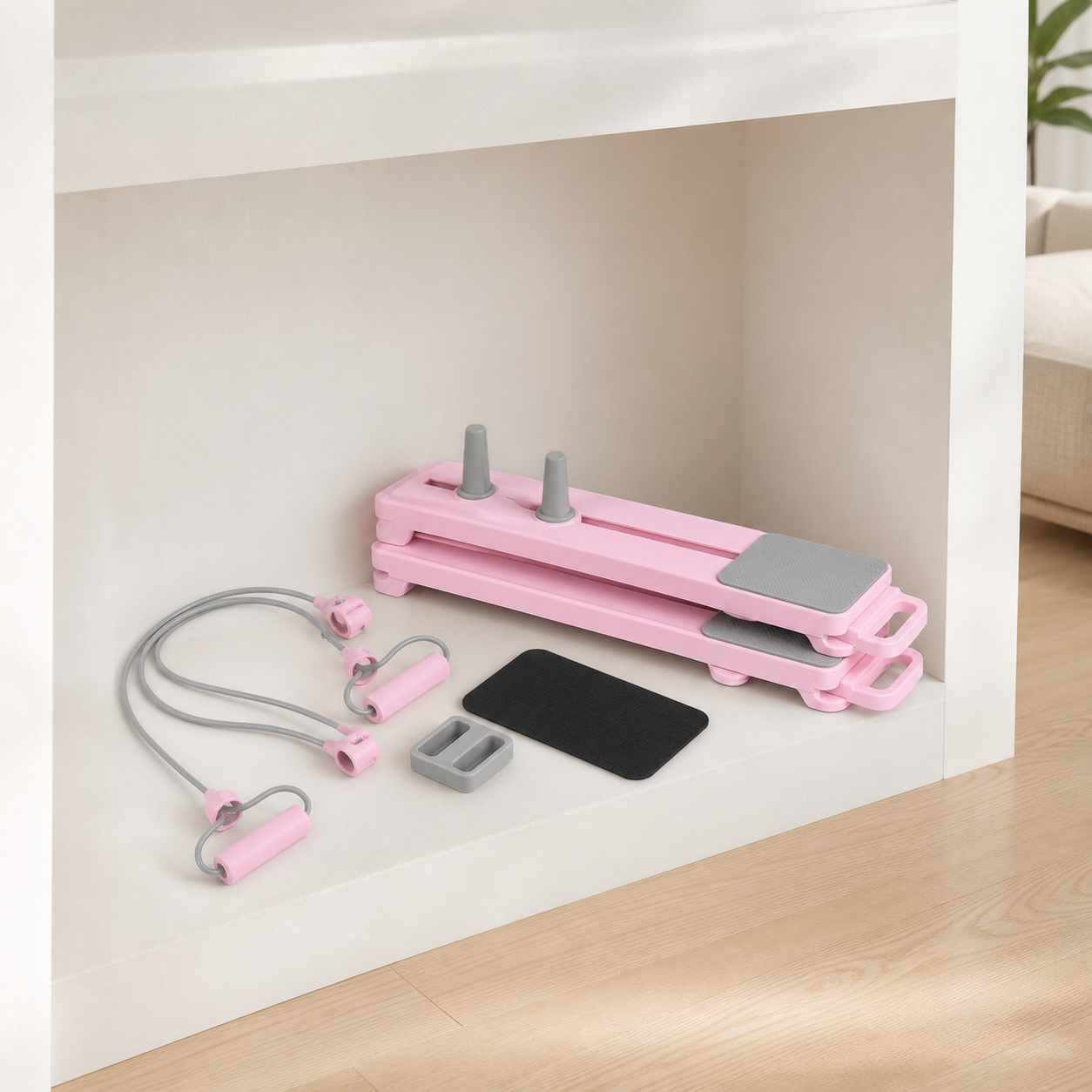 Adjustable ab board stored compactly at home
