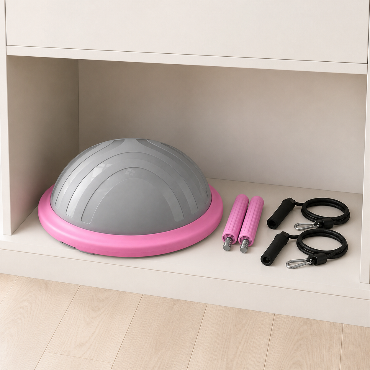 Balance trainer stored compactly at home